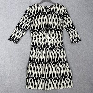 J.Mclaughlin Fit Flare Dress Size‎ S Ikat Print Boho Artsy Office Timeless